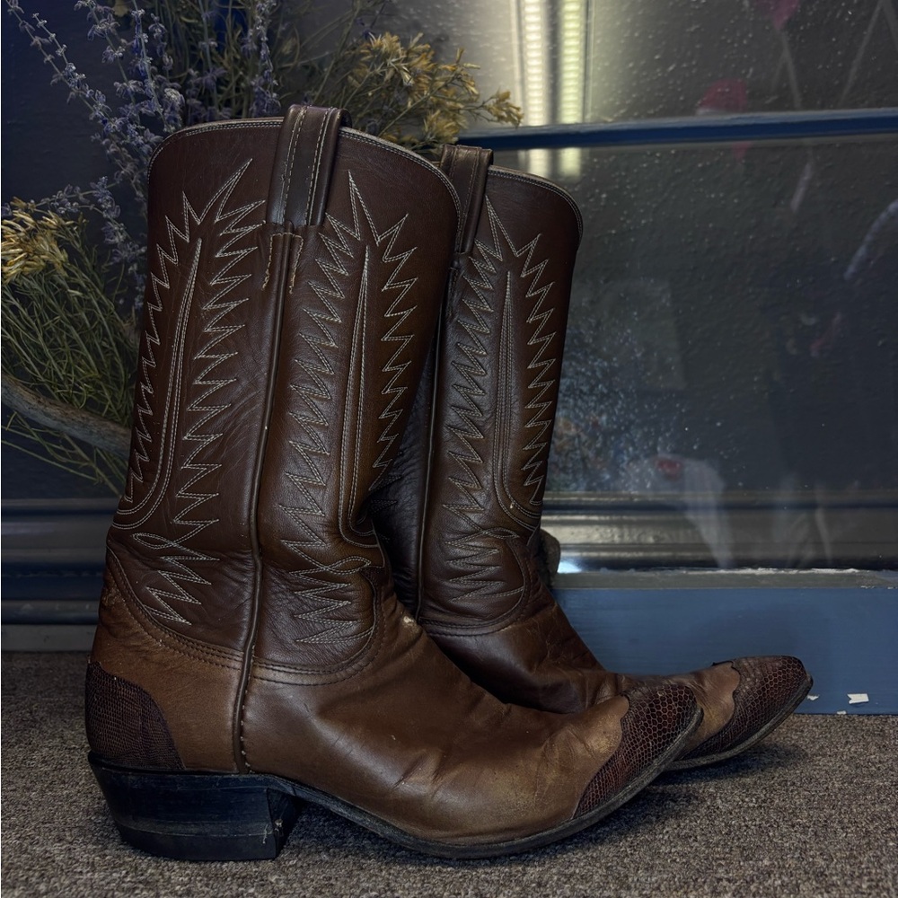 Elegant Brown Leather Heeled Boots